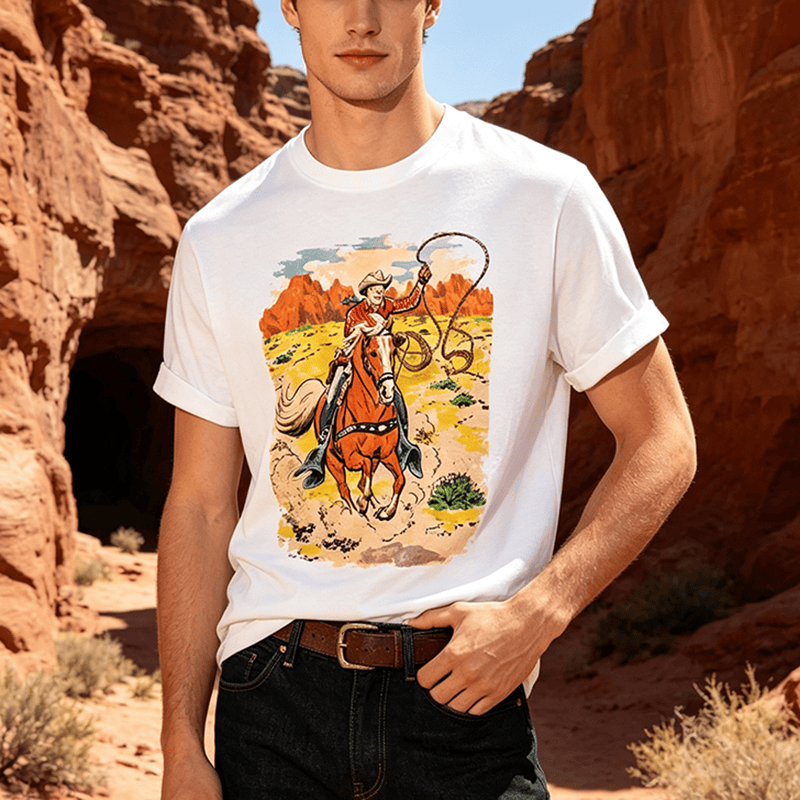 Retro-Cowboy-Lasso-Westernhemd im Comic-Stil - image 0