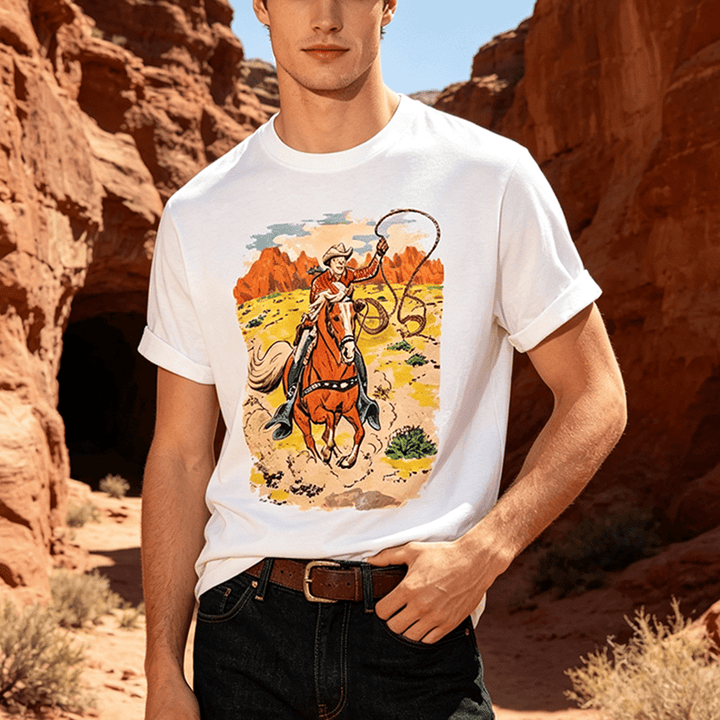 Retro-Cowboy-Lasso-Westernhemd im Comic-Stil - image 0