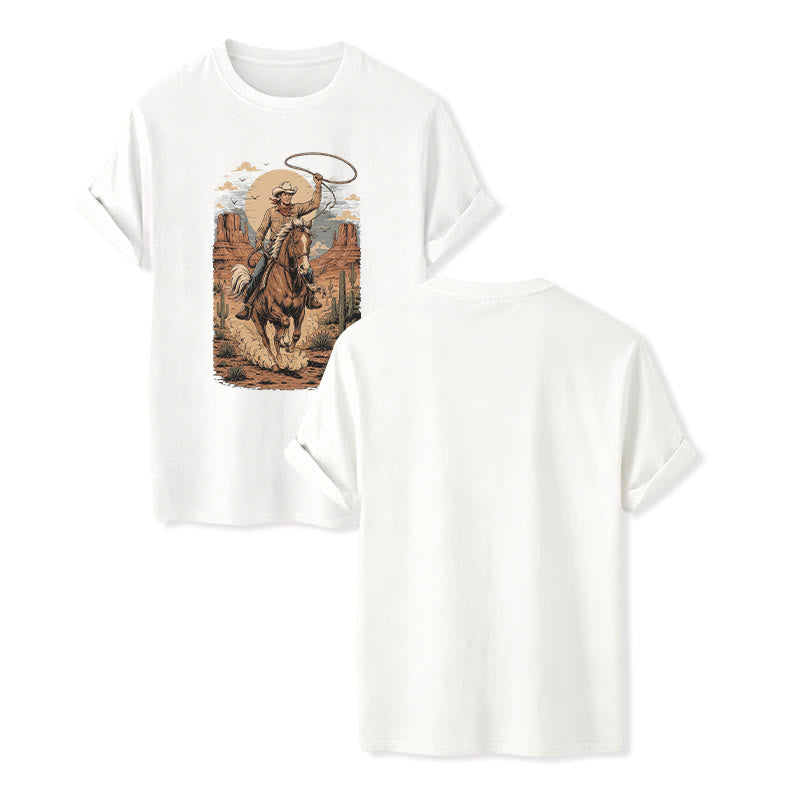 Retro Canyon Cowboy Lasso Grafikdruck-Shirt - Weiß - 2XL - image 5