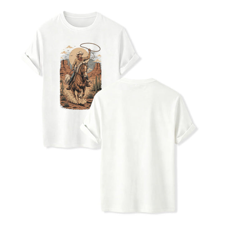 Retro Canyon Cowboy Lasso Grafikdruck-Shirt - Weiß - 2XL - image 5