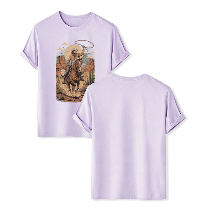 Retro Canyon Cowboy Lasso Grafikdruck-Shirt - Violett - 2XL - image 11