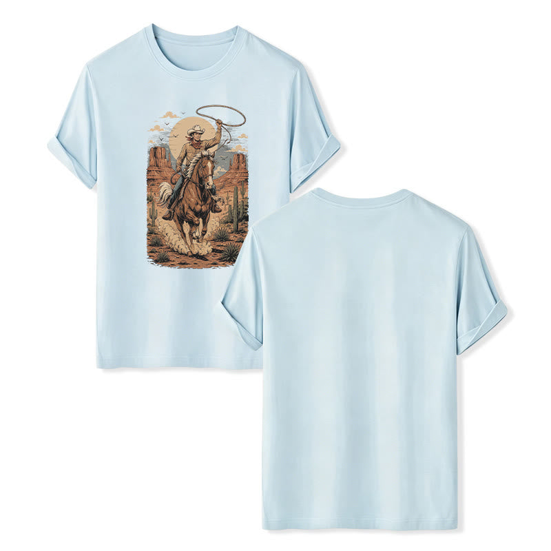 Retro Canyon Cowboy Lasso Grafikdruck-Shirt - Blau - 2XL - image 9