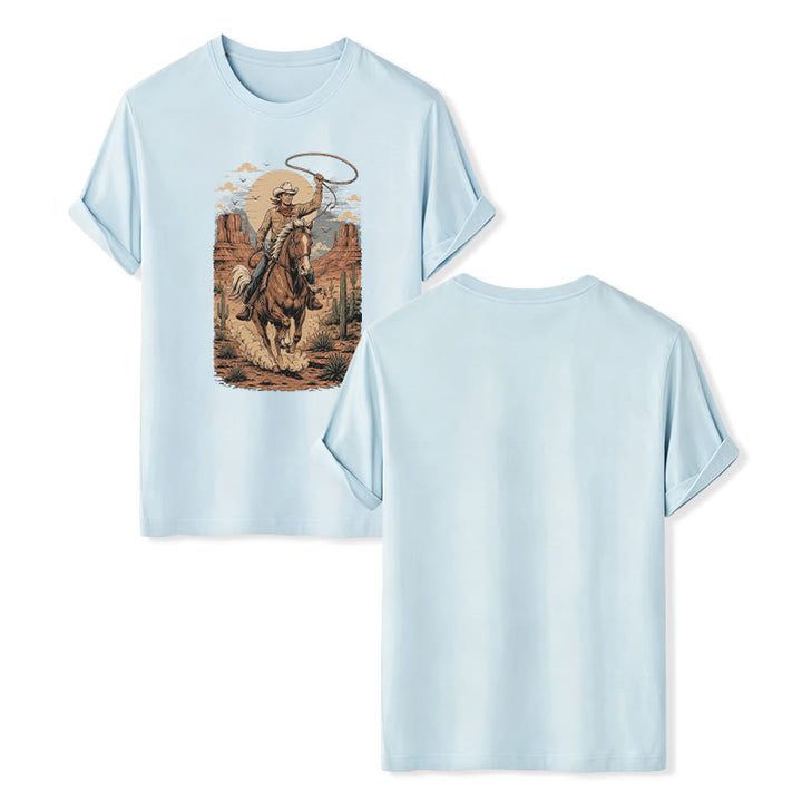 Retro Canyon Cowboy Lasso Grafikdruck-Shirt - Blau - 2XL - image 9