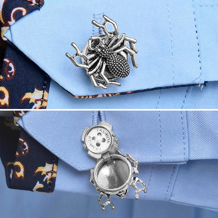 1 Paar Spinnen-Knopfabdeckungen zum Aufknöpfen - Silber - image 8