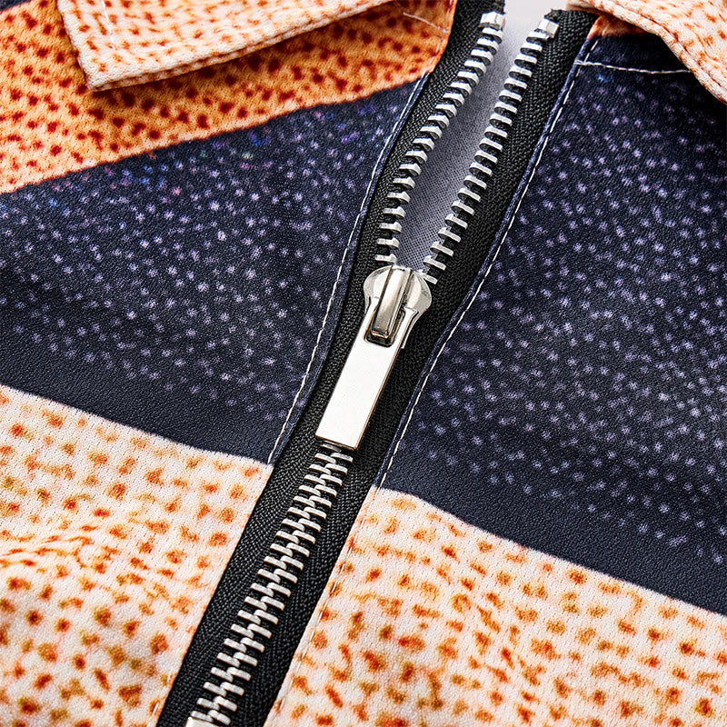 Poloshirt mit Giraffenmuster in Erdtönen und Reißverschlusskragen - image 5