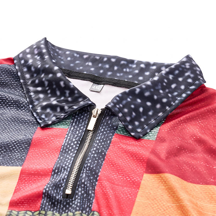 Street Style Poloshirt mit 3D-Print, Reißverschlusskragen und farbenfrohem 3D-Print - image 4