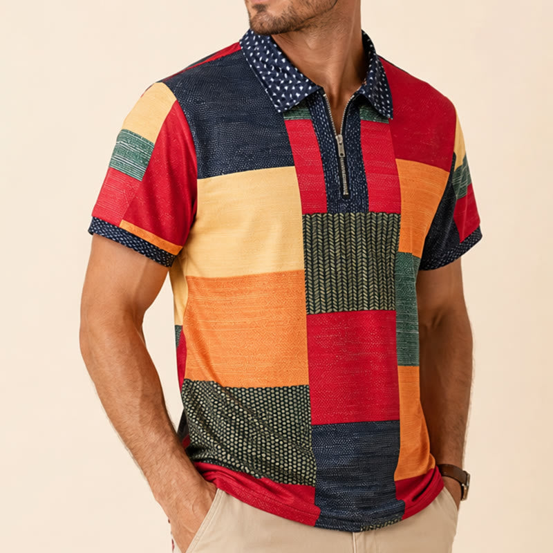 Street Style Poloshirt mit 3D-Print, Reißverschlusskragen und farbenfrohem 3D-Print - image 3