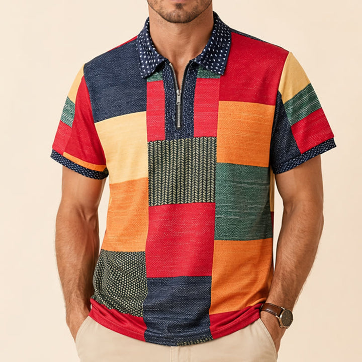 Street Style Poloshirt mit 3D-Print, Reißverschlusskragen und farbenfrohem 3D-Print - image 1