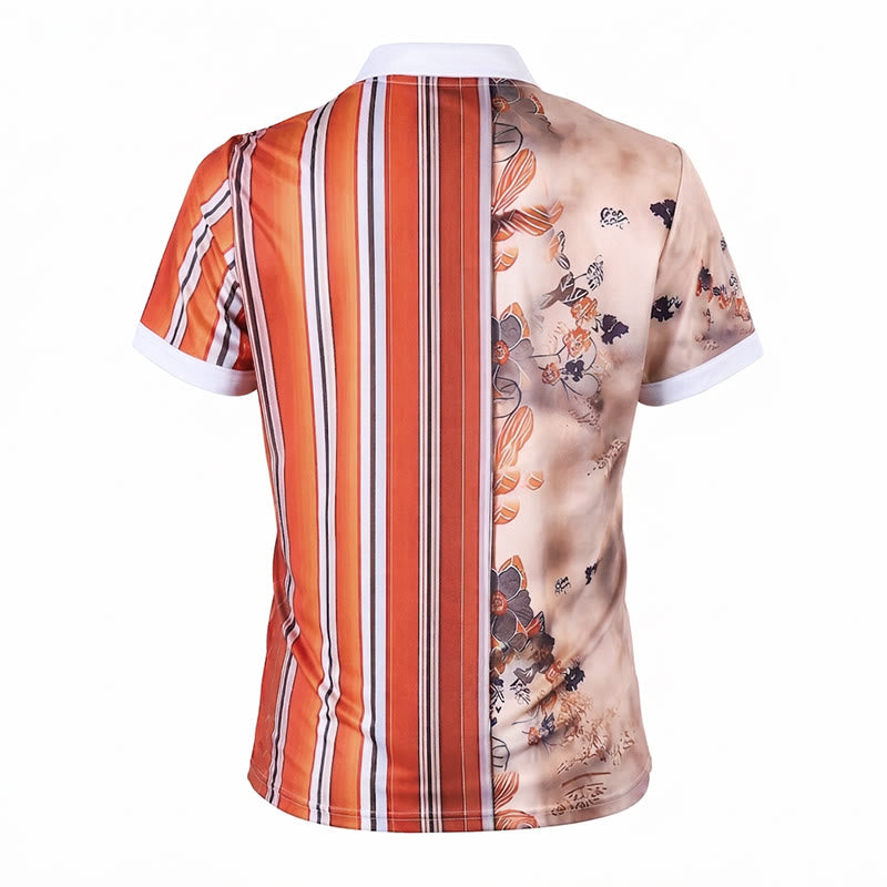 Poloshirt mit Blumenmuster, Streifen, geteiltem Design, 3D-Druck und Reißverschlusskragen - image 10