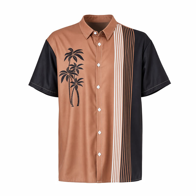 Herren-Hawaiihemd mit Farbblock-Design und Palmenmuster - image 9