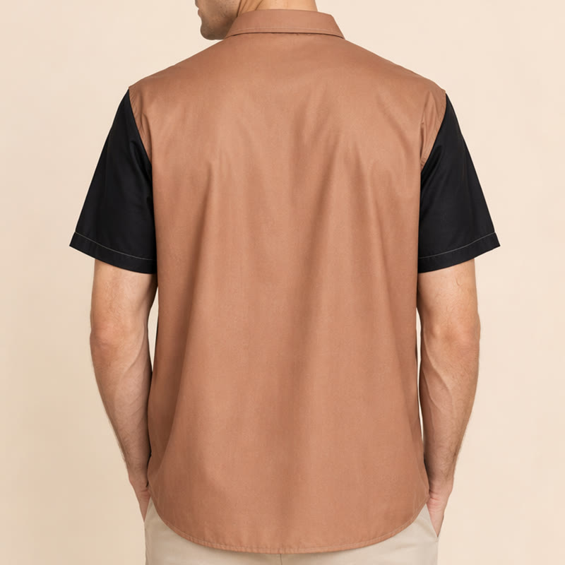 Herren-Hawaiihemd mit Farbblock-Design und Palmenmuster - image 2
