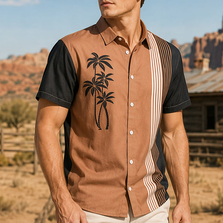 Herren-Hawaiihemd mit Farbblock-Design und Palmenmuster - Stil Nr. 1 - 5XL - image 0
