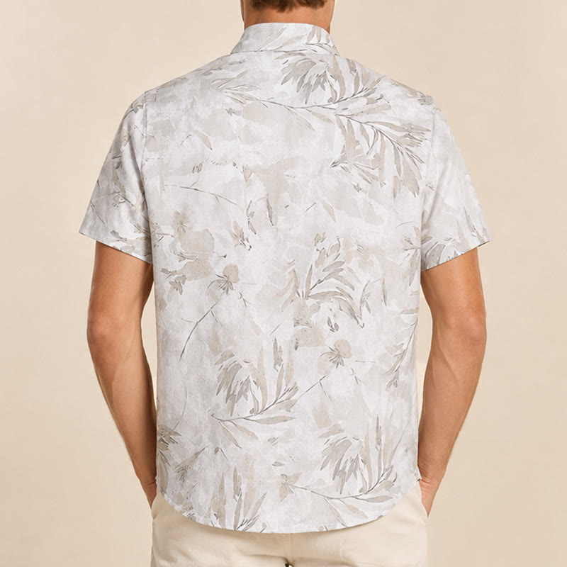 Herren Vintage Grau Blatt Blumenmuster Helles, lässiges Hemd für Erwachsene - image 2