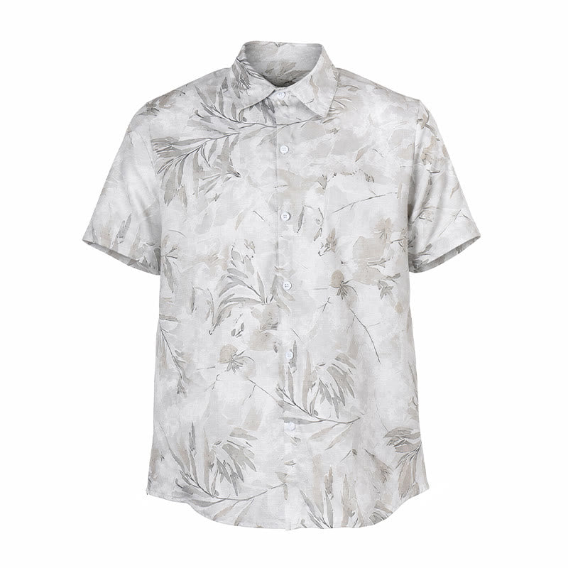 Herren Vintage Grau Blatt Blumenmuster Helles, lässiges Hemd für Erwachsene - image 8