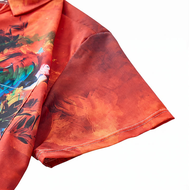 Herren Hawaiihemd mit Graffiti-Papageienmuster und Farbblock-Design - image 9