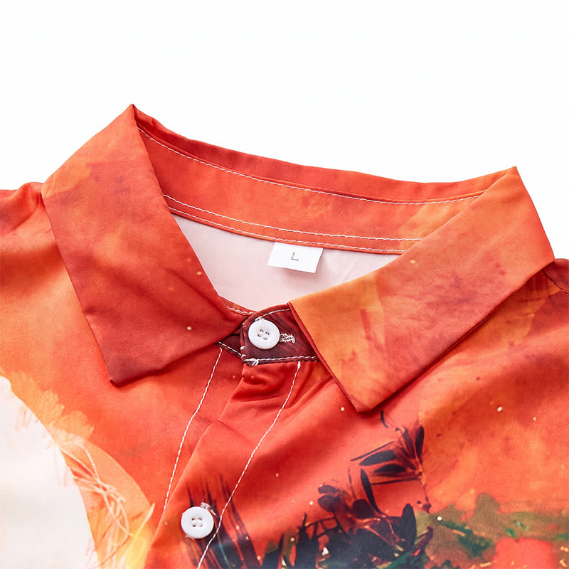 Herren Hawaiihemd mit Graffiti-Papageienmuster und Farbblock-Design - image 4