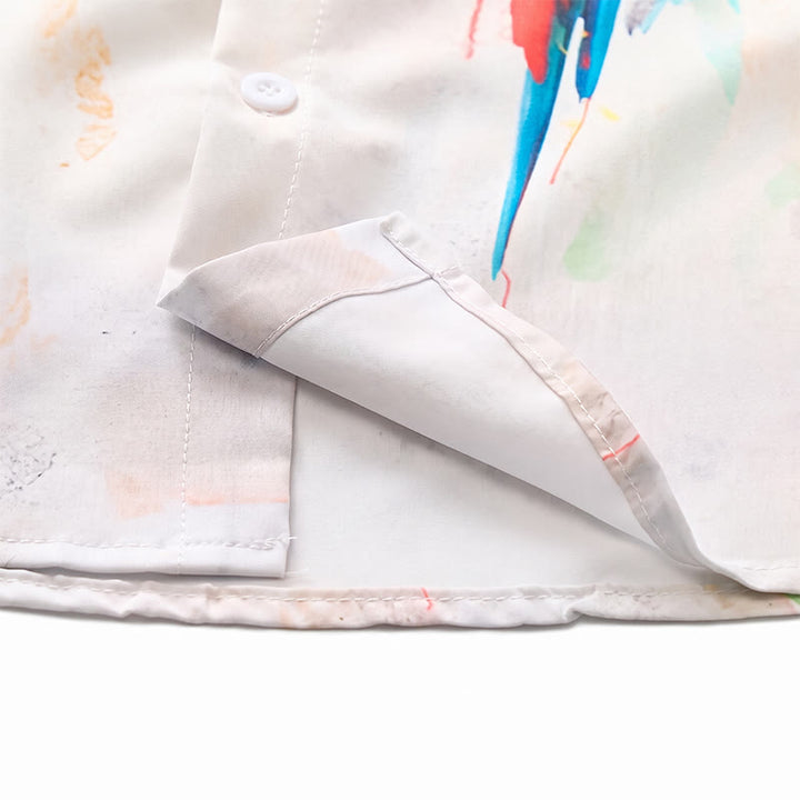 Herren Hawaiihemd mit Graffiti-Papageienmuster und Farbblock-Design - image 8