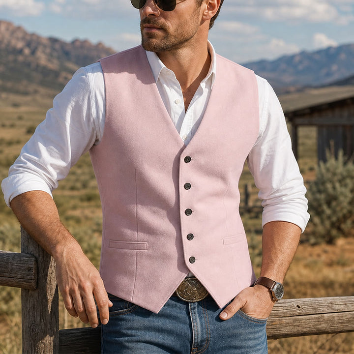 Leinen-Strandhochzeitsweste für Trauzeugen mit V-Ausschnitt - Rosa - 3XL - image 6