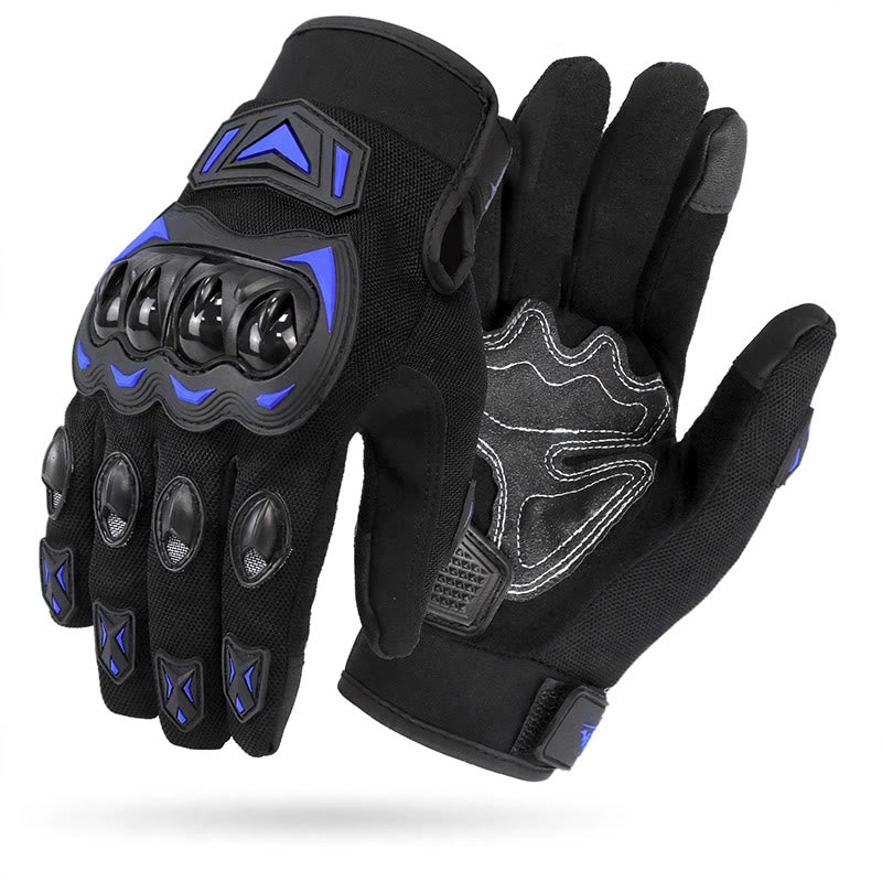 Vollfinger-Touchscreen-Motorradhandschuhe mit hartem Knöchelschutz - Blau - XXL - image 0