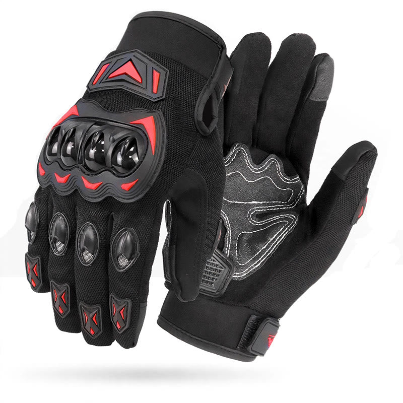 Vollfinger-Touchscreen-Motorradhandschuhe mit hartem Knöchelschutz - Rot - XXL - image 11