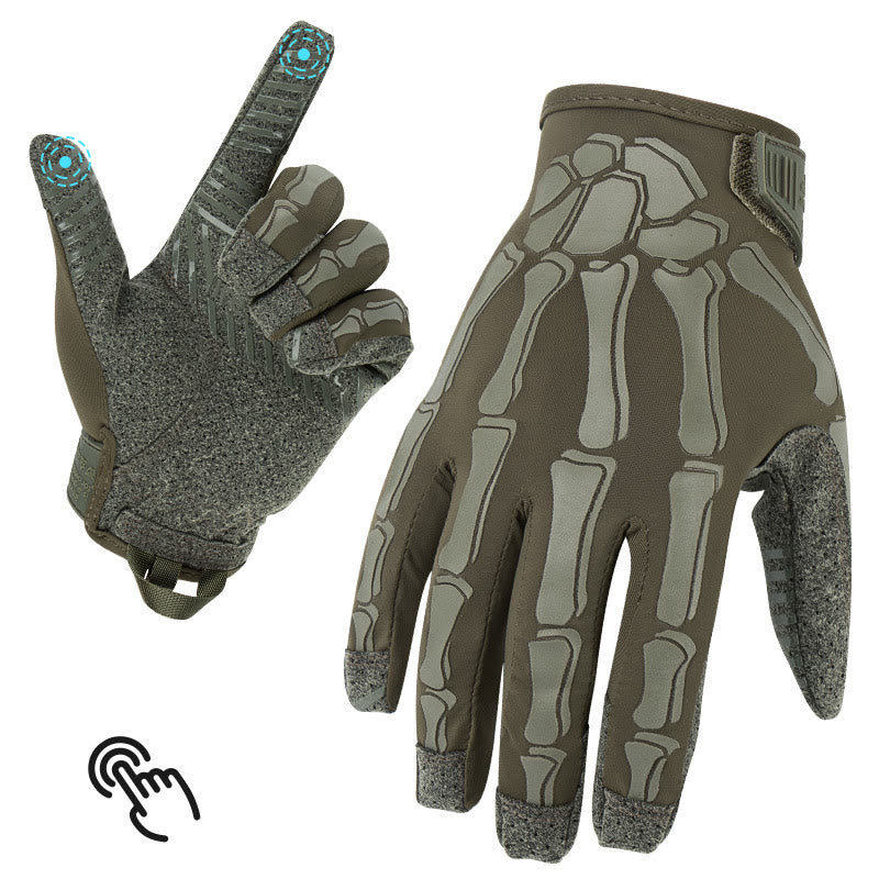 Skelettartige, leichte, elastische Sommer-Motorrad-Taktikhandschuhe - Dunkelgrün - XL - image 2