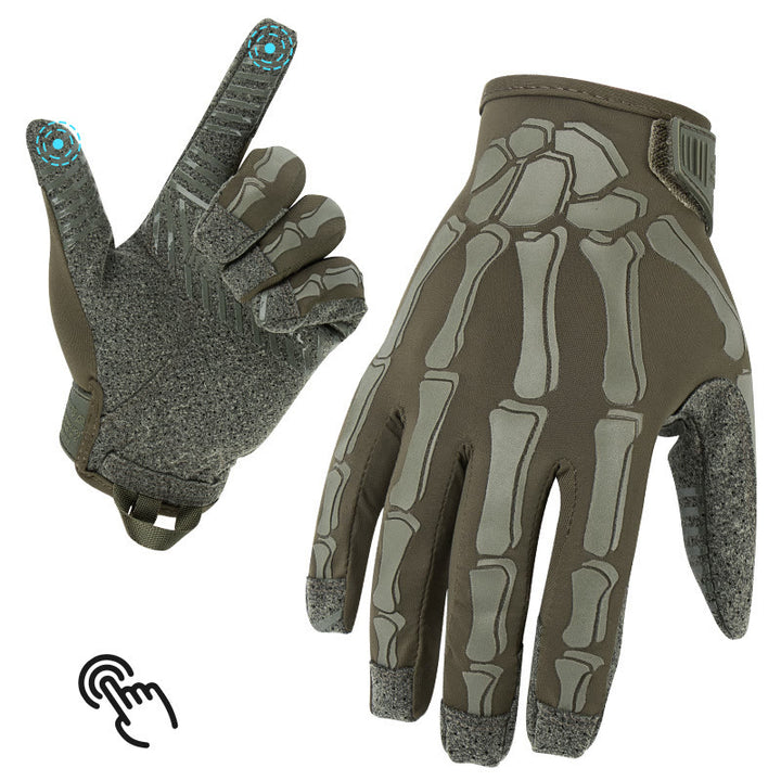 Skelettartige, leichte, elastische Sommer-Motorrad-Taktikhandschuhe - Dunkelgrün - XL - image 2
