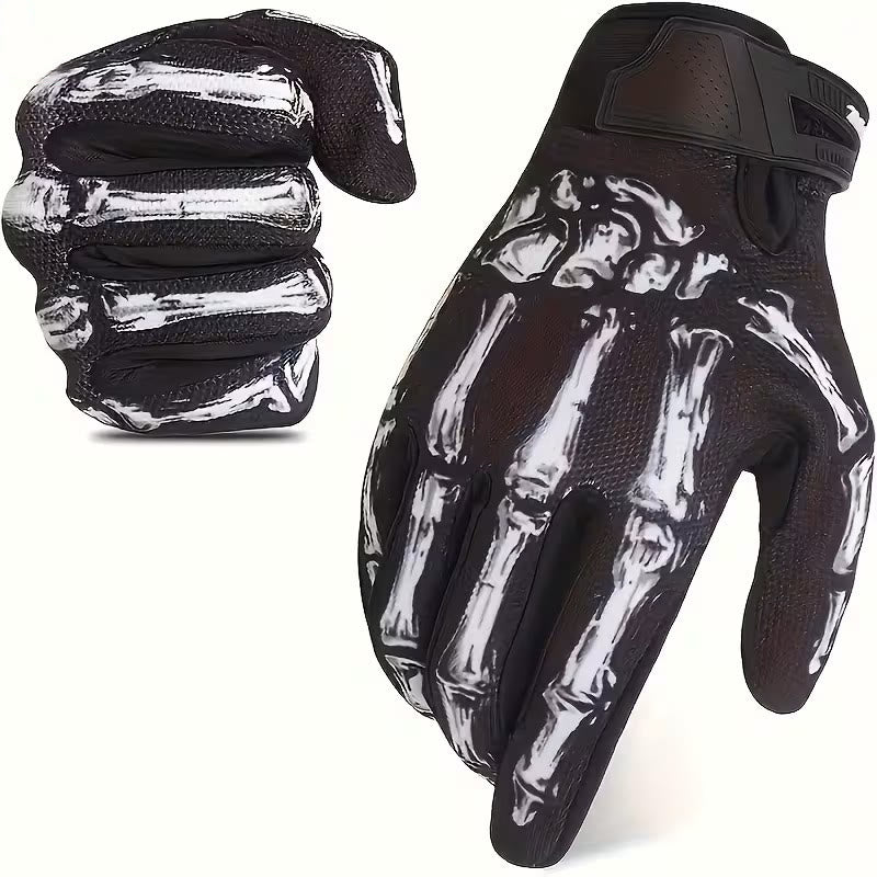 Rose Skeleton Motorrad-Touchscreen-Vollfinger-Taktikhandschuhe - Weiß - XL - image 4