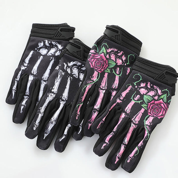 Rose Skeleton Motorrad-Touchscreen-Vollfinger-Taktikhandschuhe - image 1