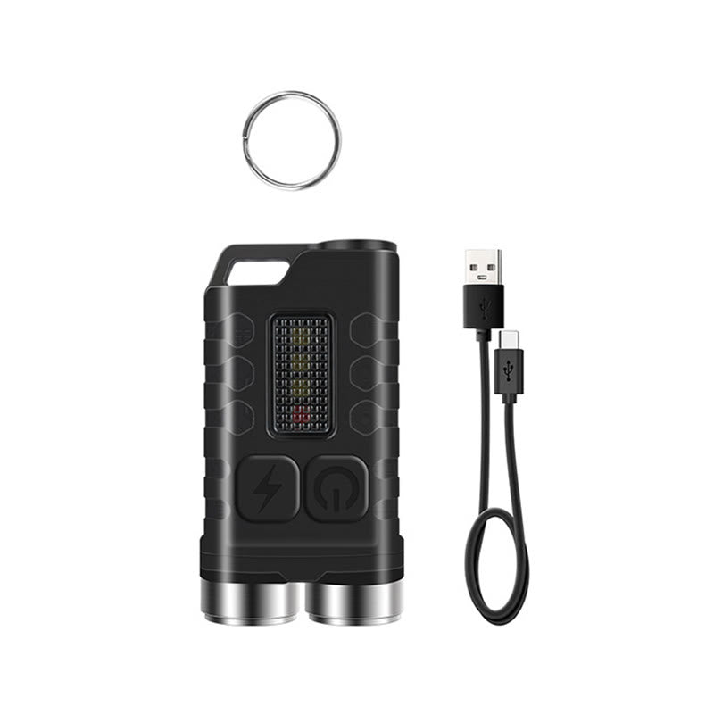 Wiederaufladbare Mini-LED-Taschenlampe mit zwei Strahlern für den Außenbereich, wiederaufladbar, Schlüsselanhänger - Schwarz - image 2