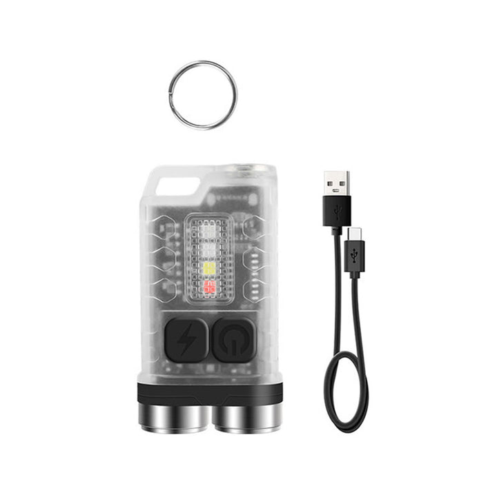 Wiederaufladbare Mini-LED-Taschenlampe mit zwei Strahlern für den Außenbereich, wiederaufladbar, Schlüsselanhänger - Fluoreszierendes Weiß - image 11
