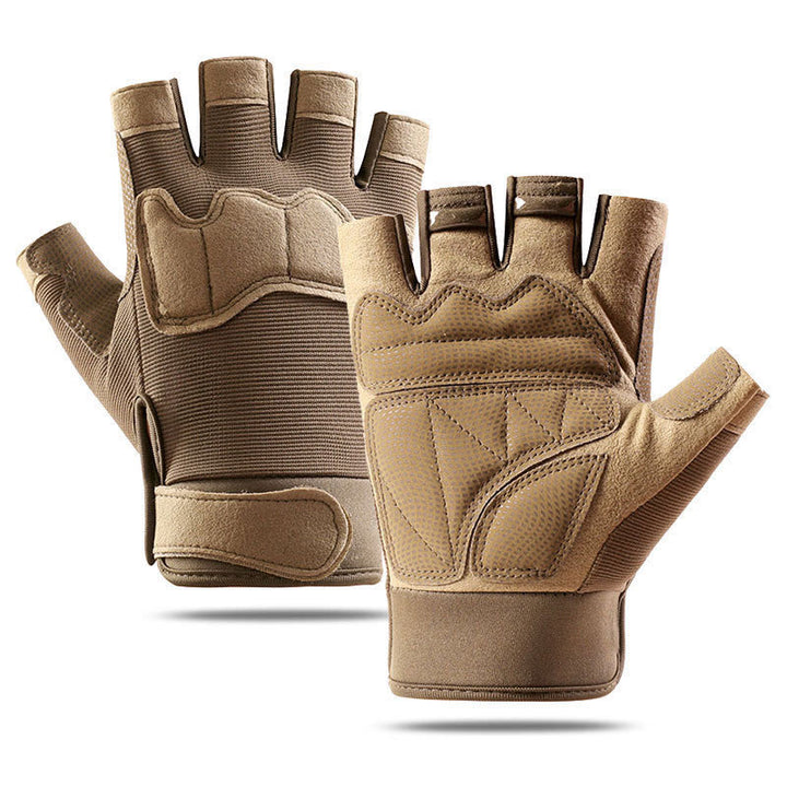 Atmungsaktive taktische Halbfingerhandschuhe für das Armeetraining - Sandy Brown - XL - image 8