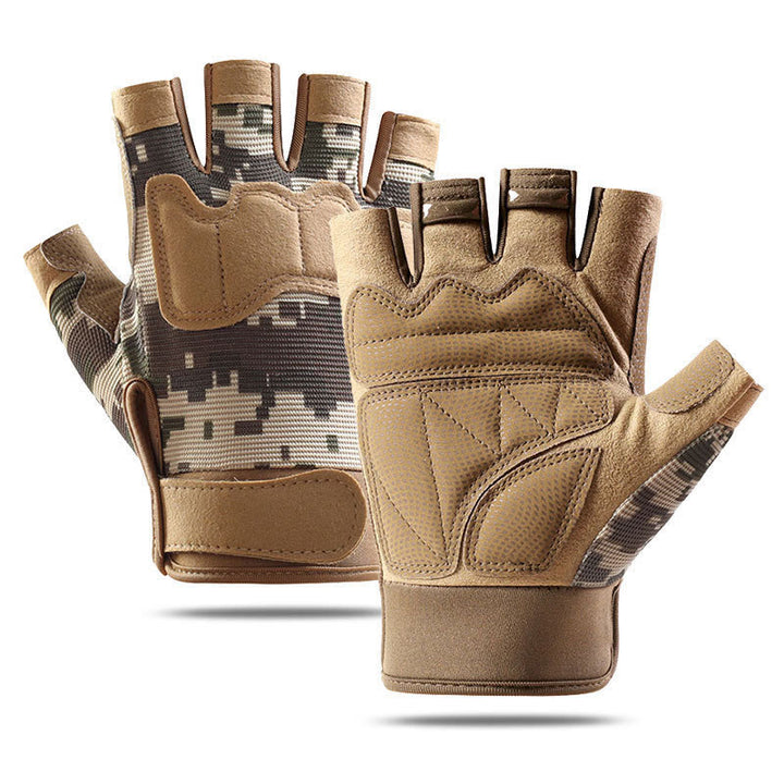 Atmungsaktive taktische Halbfingerhandschuhe für das Armeetraining - Sandige Tarnung - XL - image 10