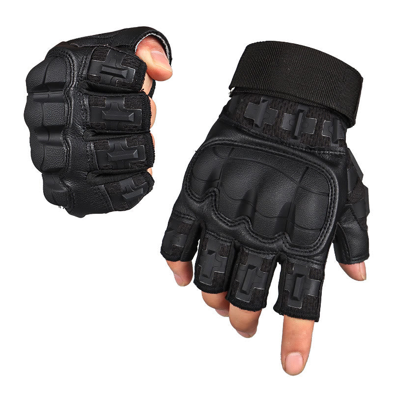 Outdoor-Handschuhe mit harten Knöcheln, fingerlos, für Armee und Militär, - Schwarz - XL - image 0