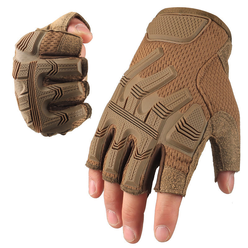 Taktische Mechaniker-Halbfingerhandschuhe, rutschfest und atmungsaktiv - Braun - XL - image 11