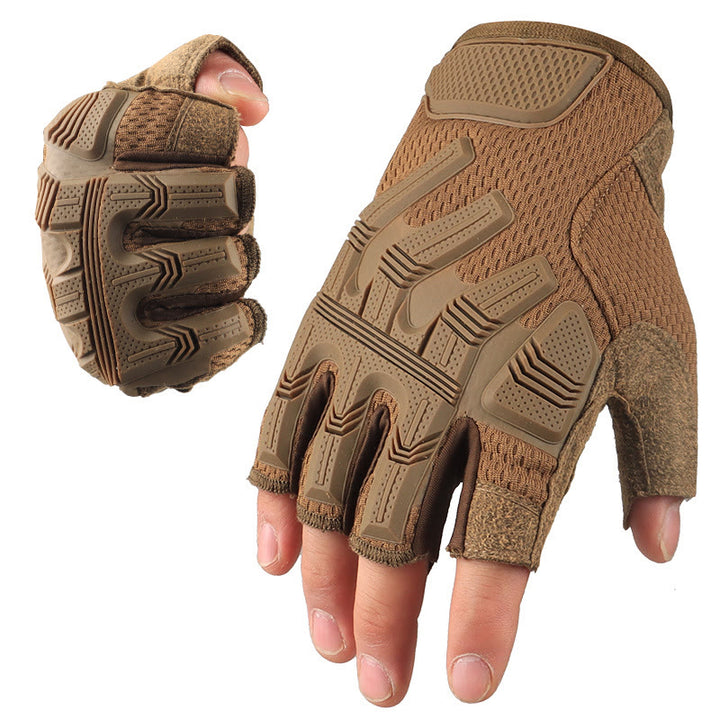 Taktische Mechaniker-Halbfingerhandschuhe, rutschfest und atmungsaktiv - Braun - XL - image 11