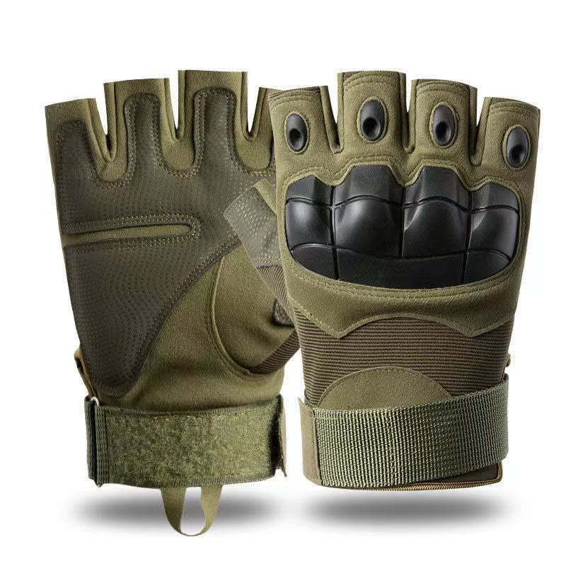 Minimalistische taktische, ästhetische Militär-Halbfingerhandschuhe - Grün - XL - image 0