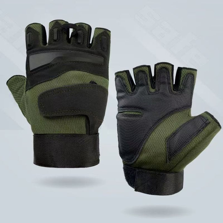 Halbfingerhandschuhe für Radfahrer und Motorradfahrer mit Hartschalenprotektoren - Grün - XL - image 4