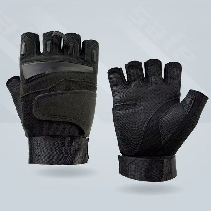 Halbfingerhandschuhe für Radfahrer und Motorradfahrer mit Hartschalenprotektoren - Schwarz - XL - image 7