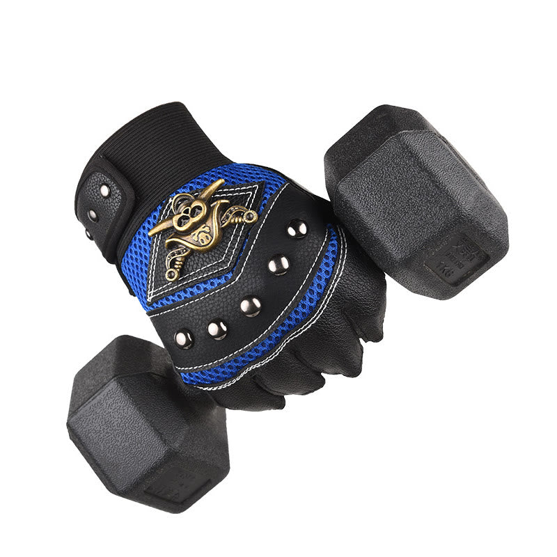 Piraten-Biker-Handschuhe mit Totenkopf-Nieten, halbfingerig, aus Leder, für Outdoor-Aktivitäten - image 1