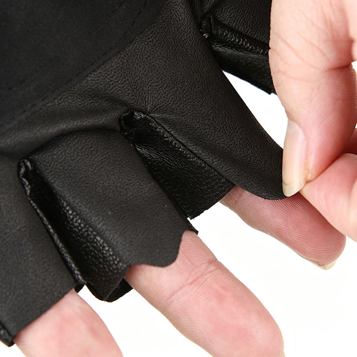 Piraten-Biker-Handschuhe mit Totenkopf-Nieten, halbfingerig, aus Leder, für Outdoor-Aktivitäten - image 6
