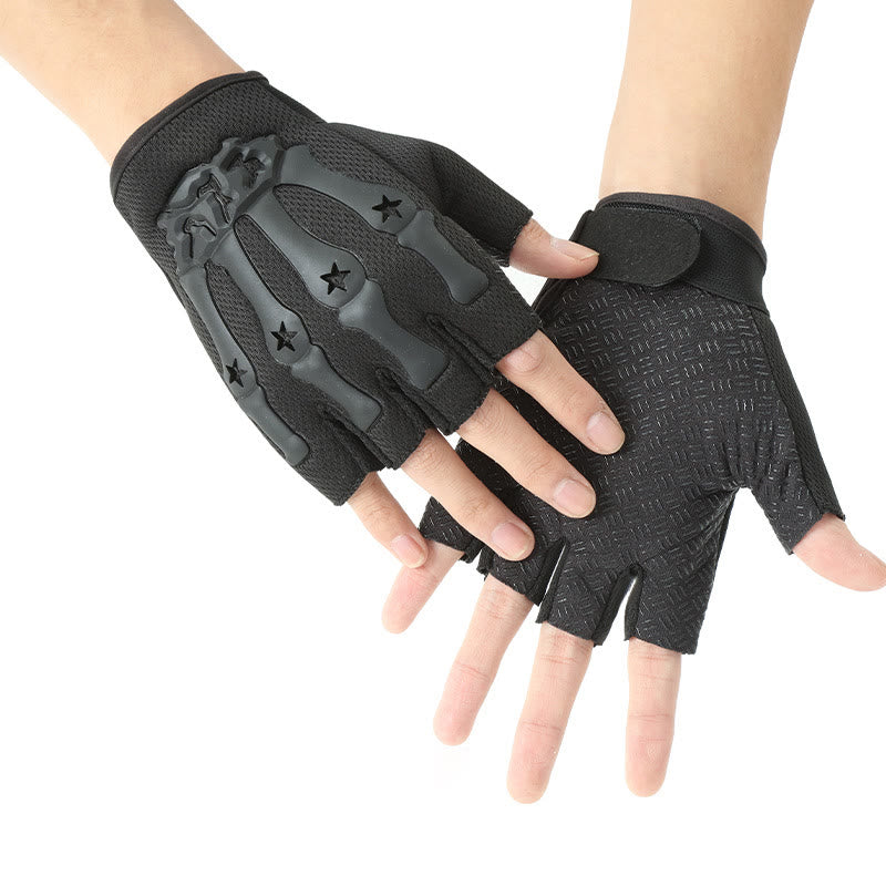 Atmungsaktive taktische Fahrradhandschuhe mit Skelett-Knöchelschutz - Schwarz - Einheitsgröße - image 0
