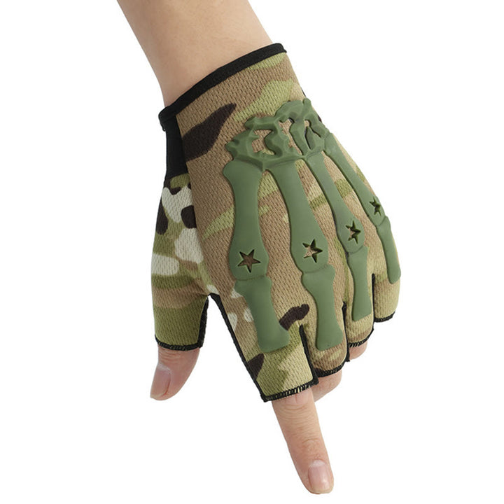 Atmungsaktive taktische Fahrradhandschuhe mit Skelett-Knöchelschutz - Hellgrünes Tarnmuster - Einheitsgröße - image 5