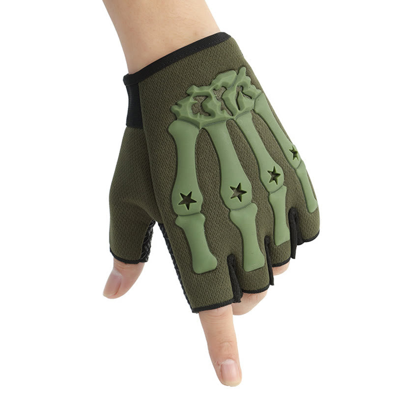 Atmungsaktive taktische Fahrradhandschuhe mit Skelett-Knöchelschutz - Armeegrün - Einheitsgröße - image 6