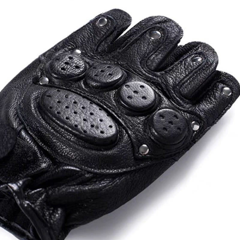 Motorradhandschuhe aus schwarzem Schafsleder mit Knöchelschutz - image 4