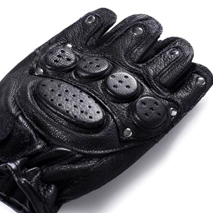 Motorradhandschuhe aus schwarzem Schafsleder mit Knöchelschutz - image 4