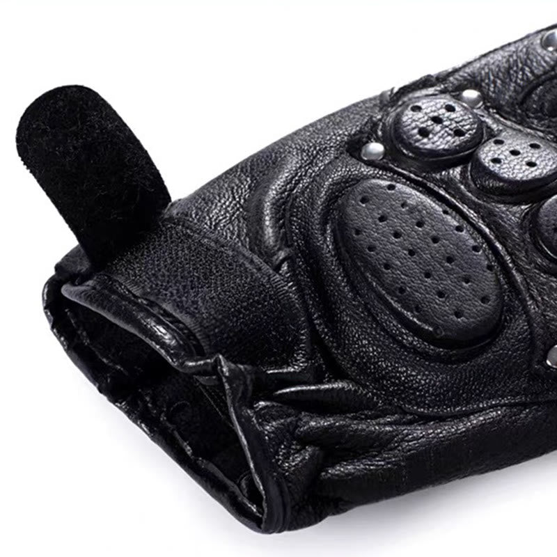 Motorradhandschuhe aus schwarzem Schafsleder mit Knöchelschutz - image 5