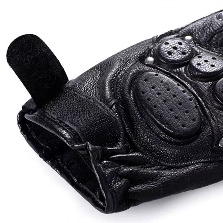 Motorradhandschuhe aus schwarzem Schafsleder mit Knöchelschutz - image 5