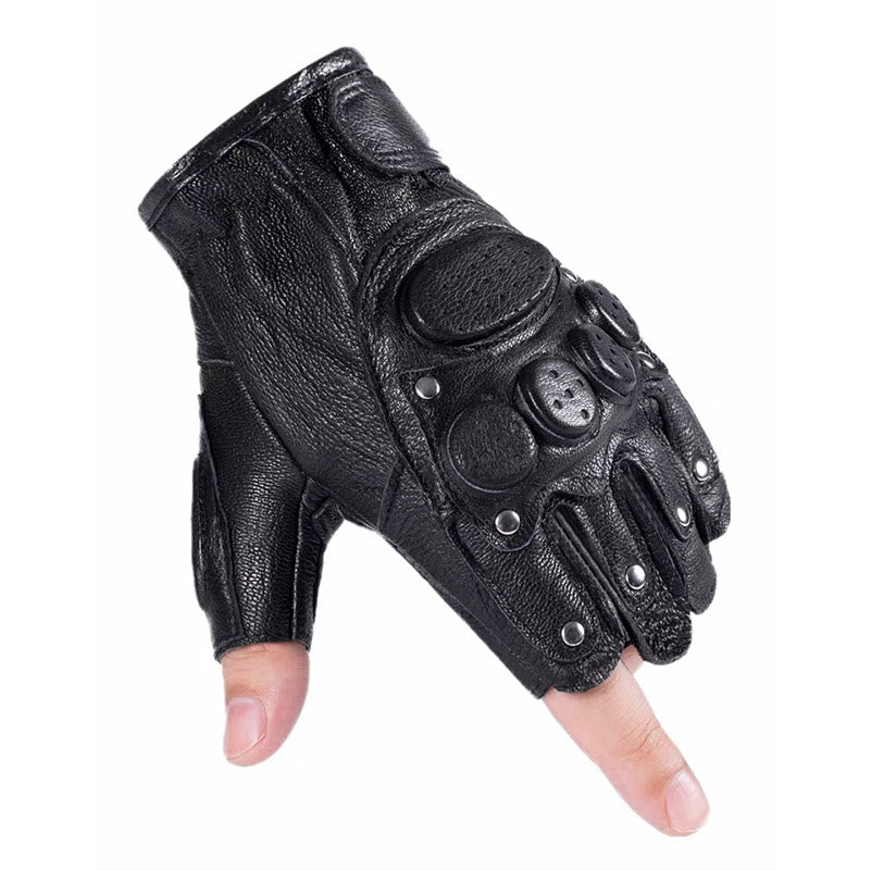 Motorradhandschuhe aus schwarzem Schafsleder mit Knöchelschutz - image 6