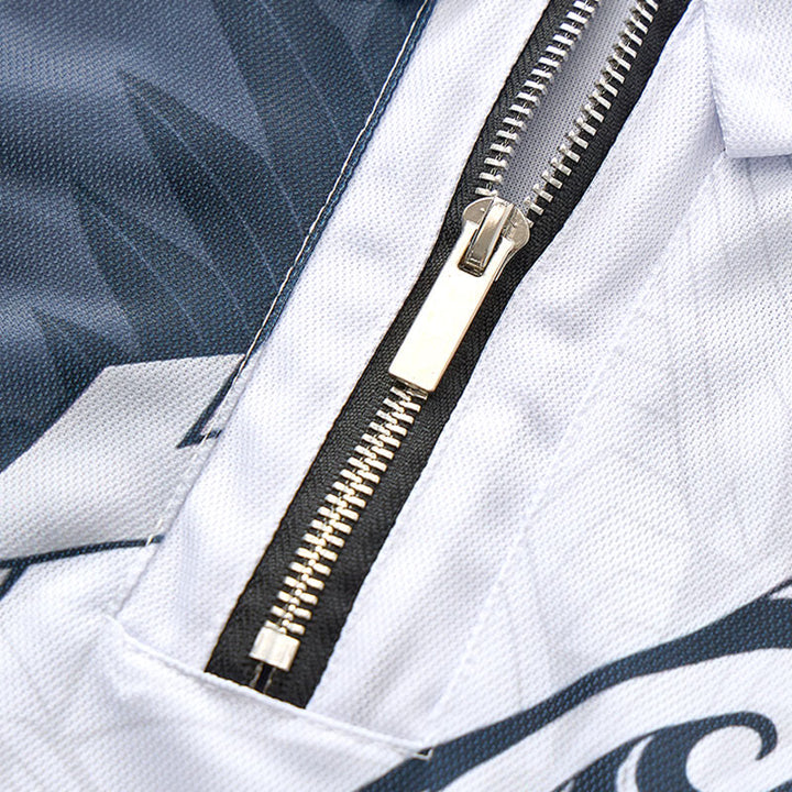 Poloshirt mit schwarz-weißem polynesischem Muster, 3D-Druck, Reißverschlusskragen - image 5