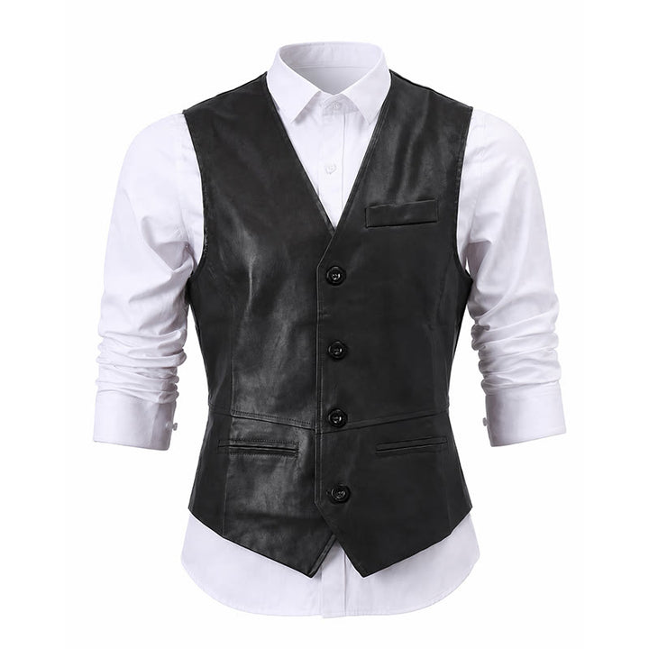 Herren-Weste im Vintage-Cowboy-Biker-Stil aus Kunstleder - image 13